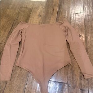 Nuuds Brown Off-Shoulder Bodysuit